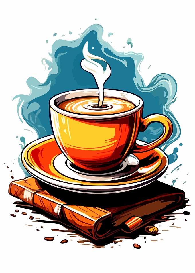 Coffee Cup on Book Illustration