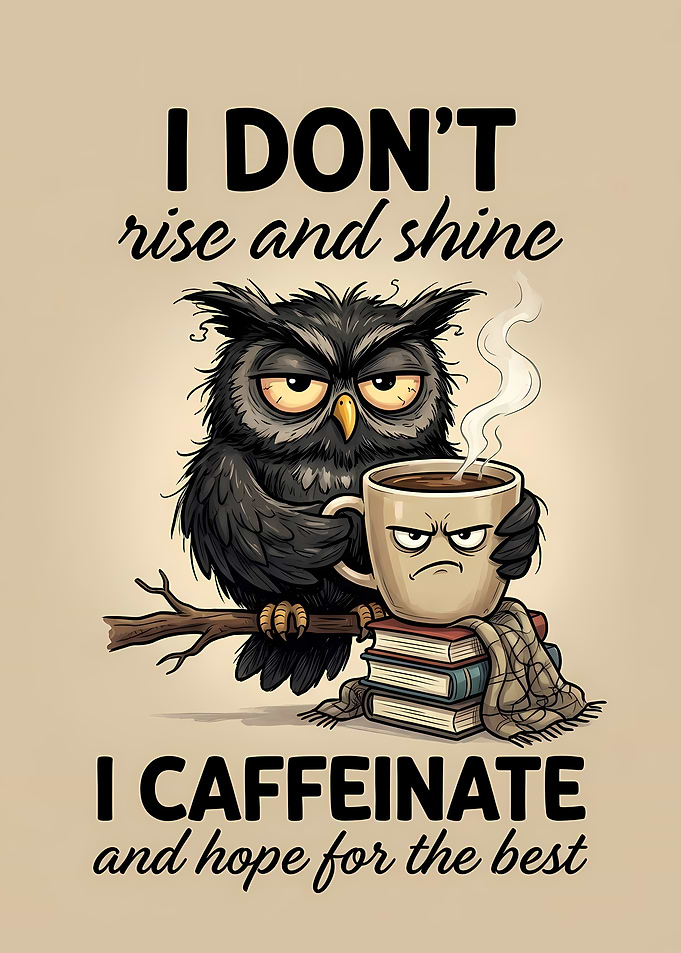 Grumpy Owl Caffeinate and Hope