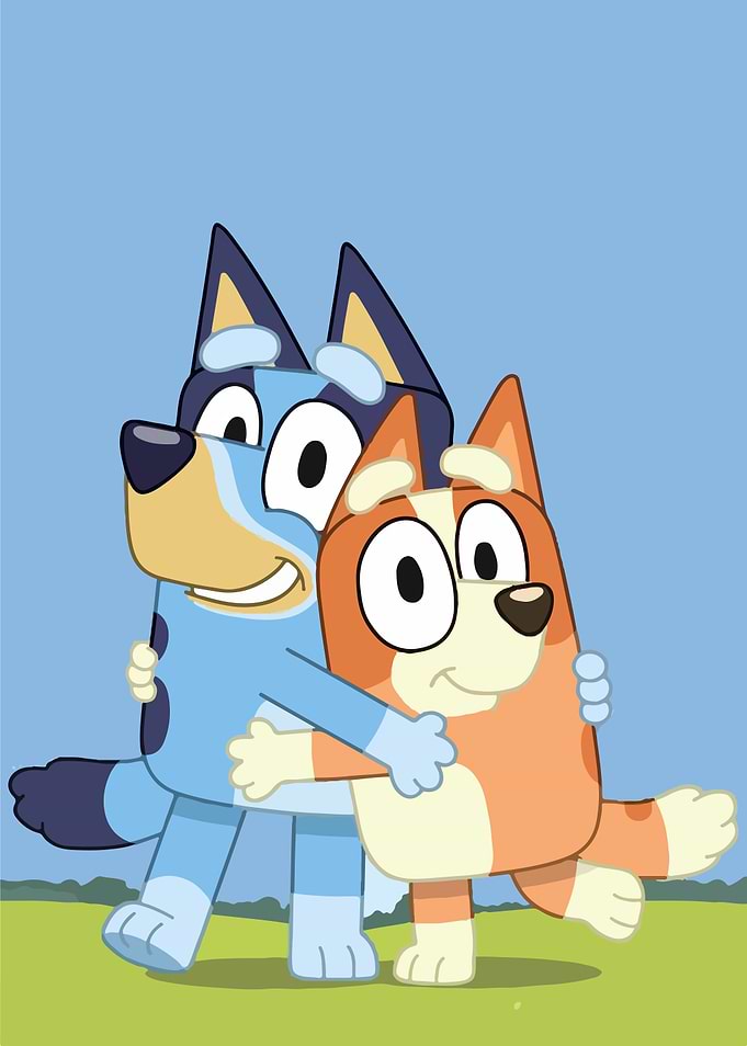 Bluey and Bingo Hugging