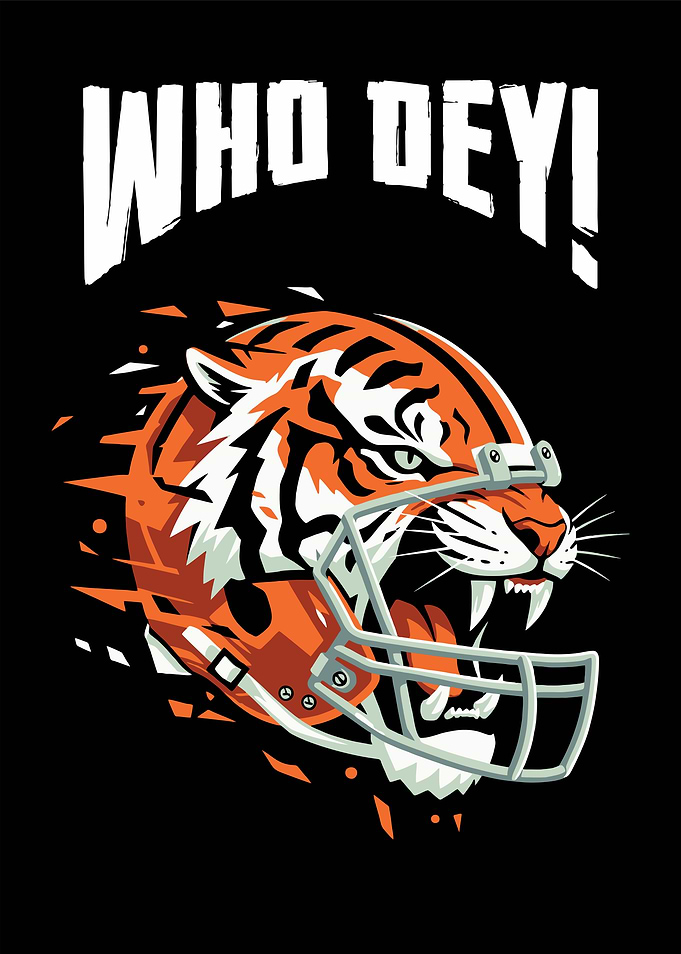 Who Dey! Tiger Football Helmet