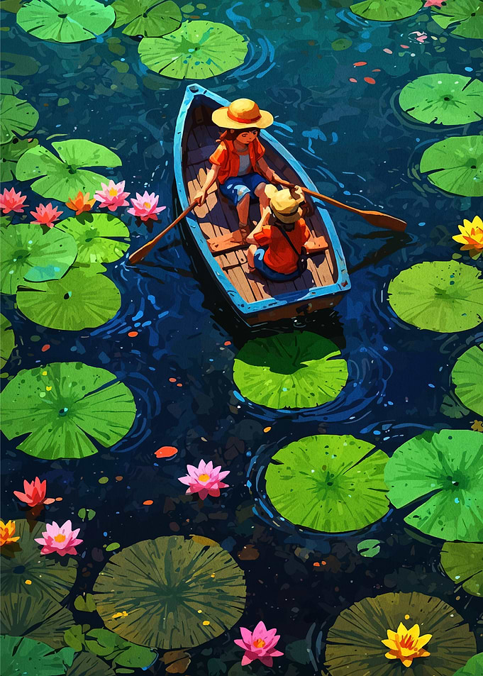 Rowboat on Lily Pond