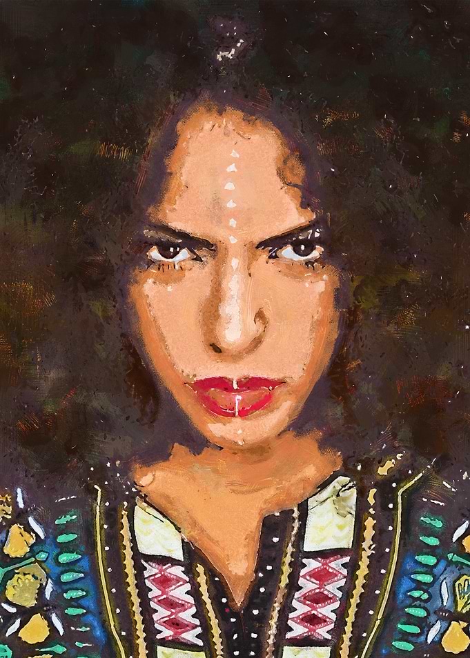 Portrait of a Woman with Afro