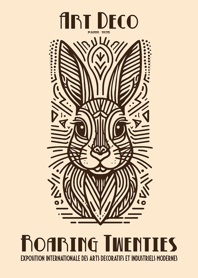 Art Deco Rabbit Roaring Twenties Poster