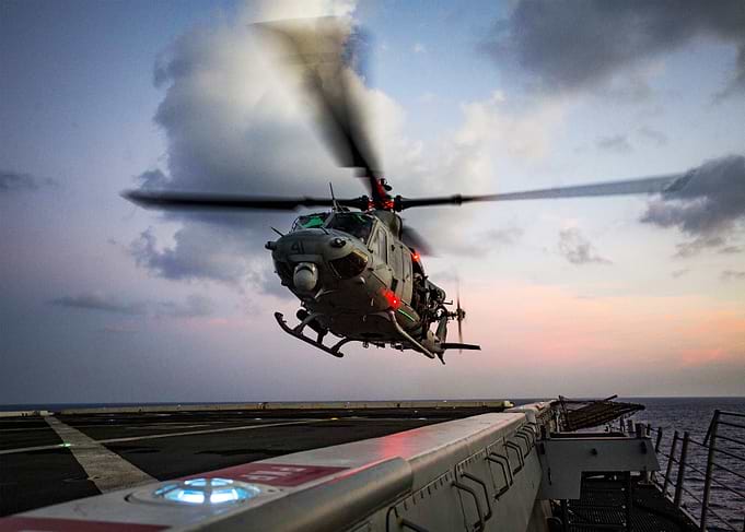 Helicopter Landing on Ship Deck