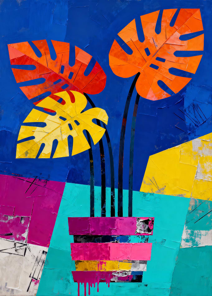 Abstract Monstera Plant Art