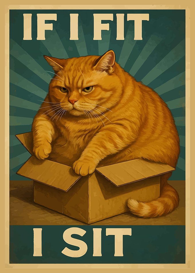 If I Fit, I Sit Cat Poster