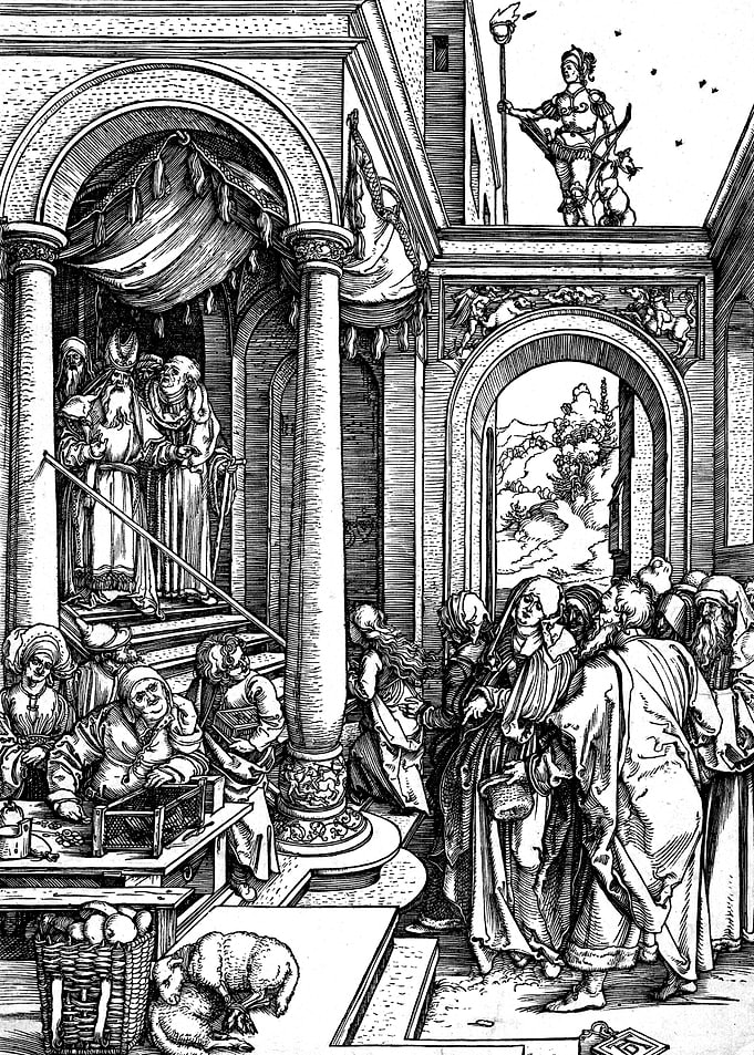 Presentation of Virgin Mary in the Temple Albrecht Durer Engraving