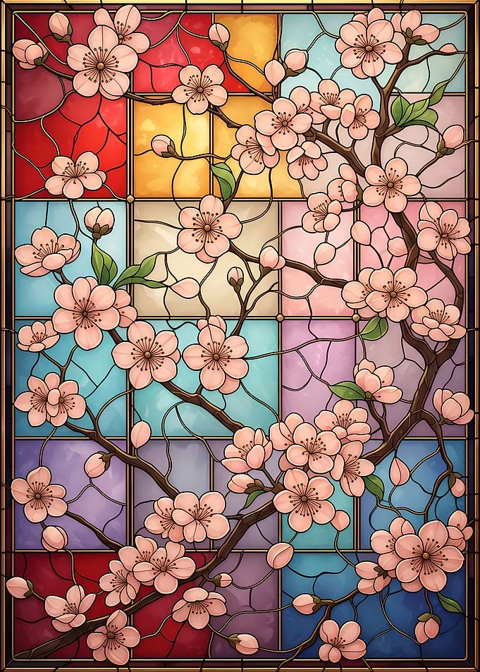 Stained Glass Light Cherry Blossom