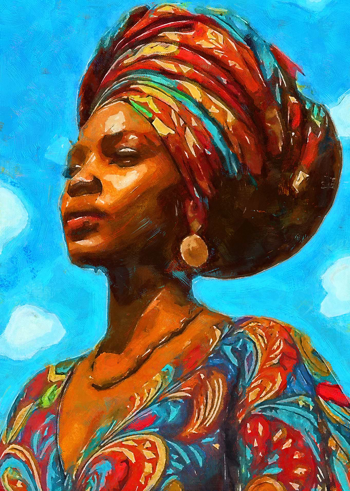 African Woman Portrait Painting