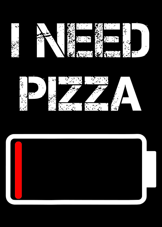 I Need Pizza Poster, Funny Food Wall Art, Low Battery Humor Print, Pizza Lover Decor