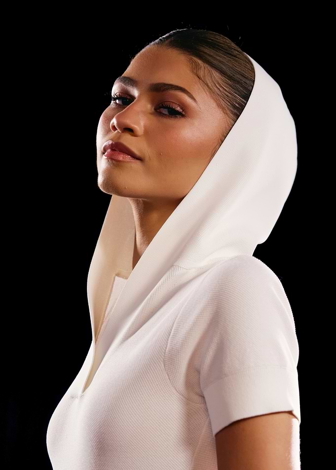 Zendaya in White Hooded Top