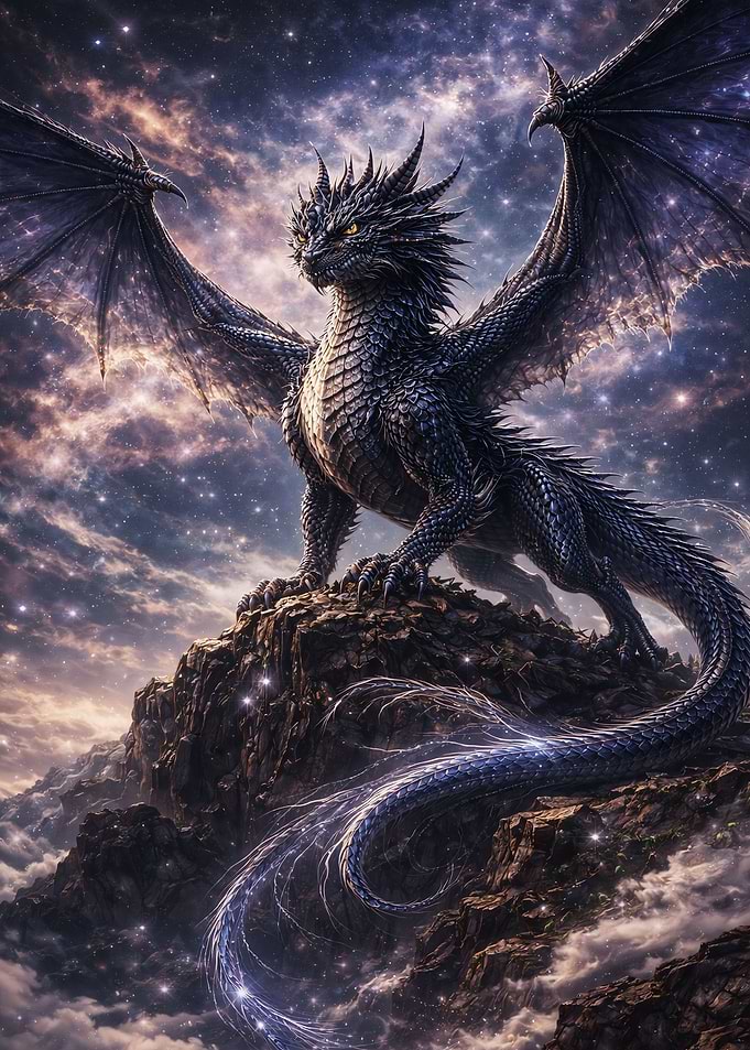 Majestic Dragon on Mountain Peak
