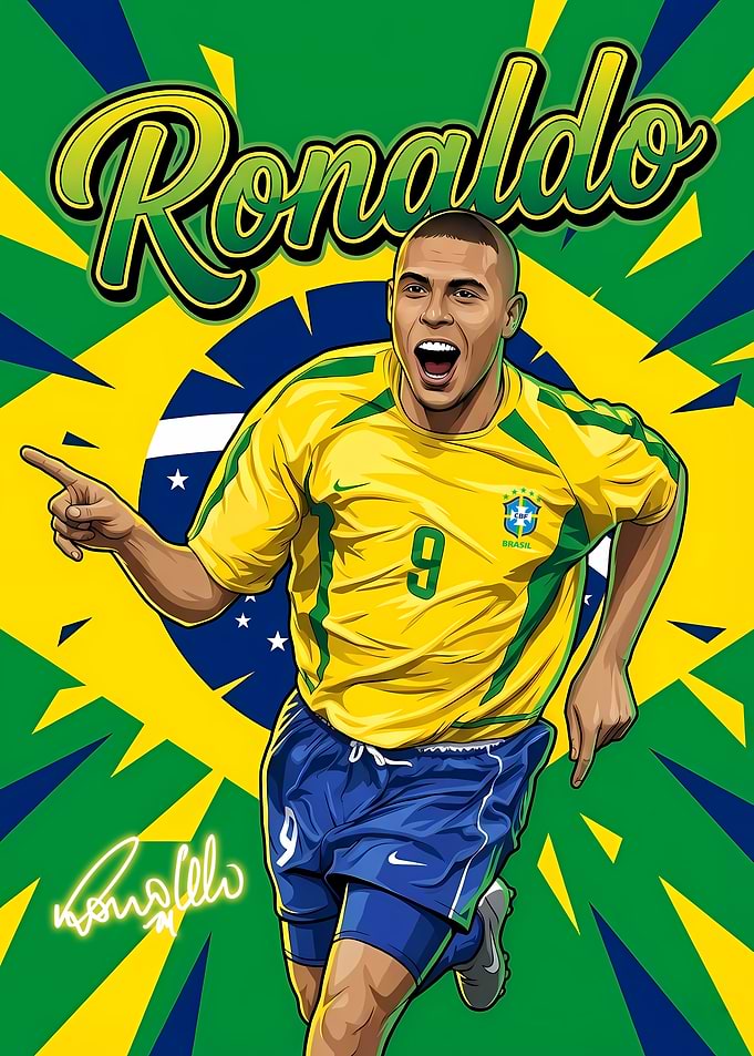 Ronaldo Nazario with Brazilian Flag