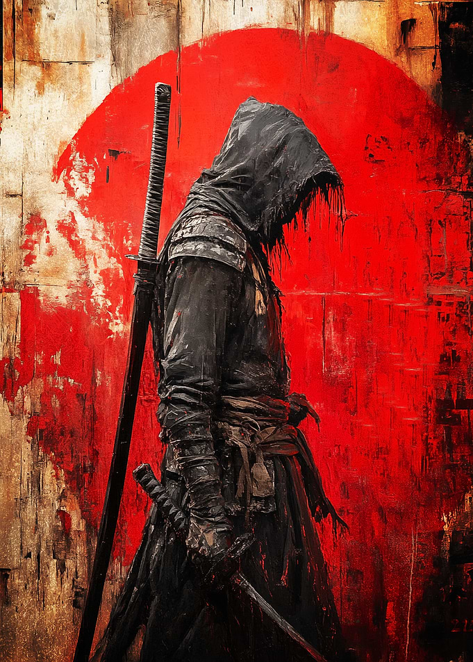 Hooded Samurai with Katana Poster