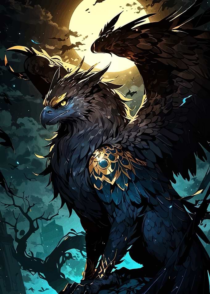 Majestic Griffin in Moonlight