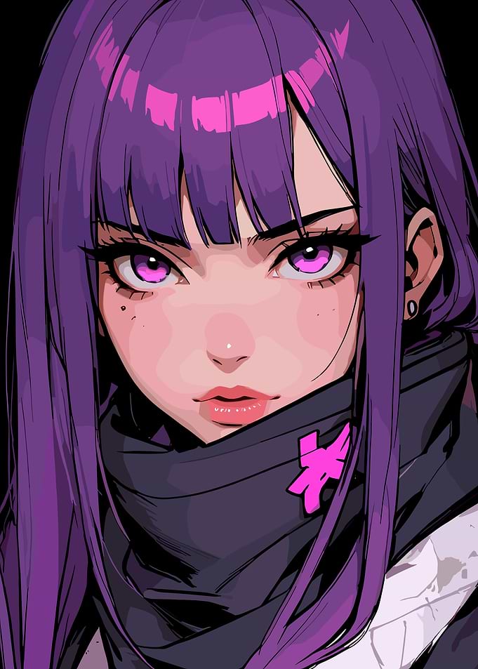 Anime Girl with Purple Hair