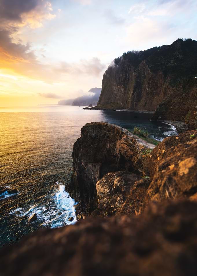 Coastal Cliff at Sunset