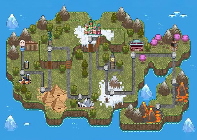 Pixel Art World Map