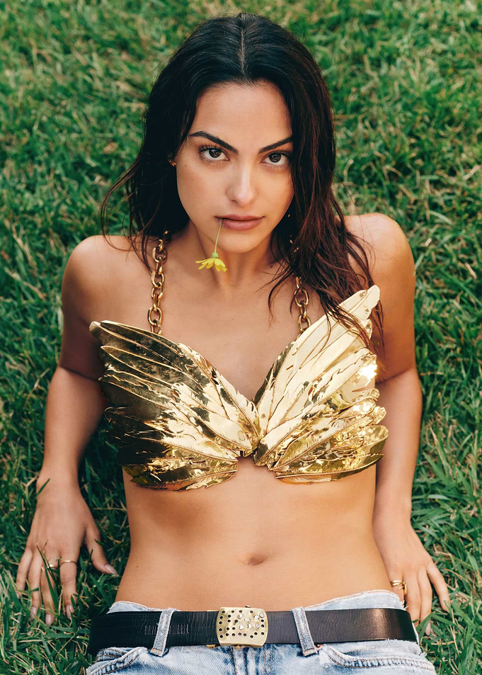 Camila Mendes in Golden Butterfly Top