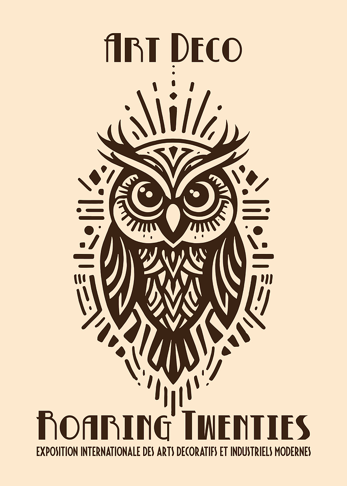 Art Deco Owl Roaring Twenties Poster