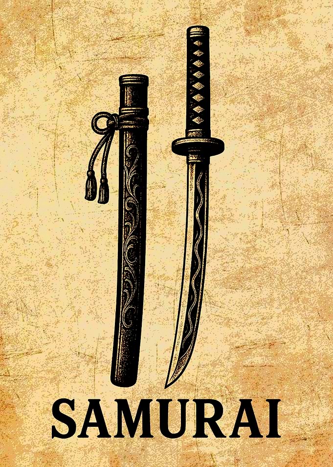 Samurai Sword and Sheath Illustration