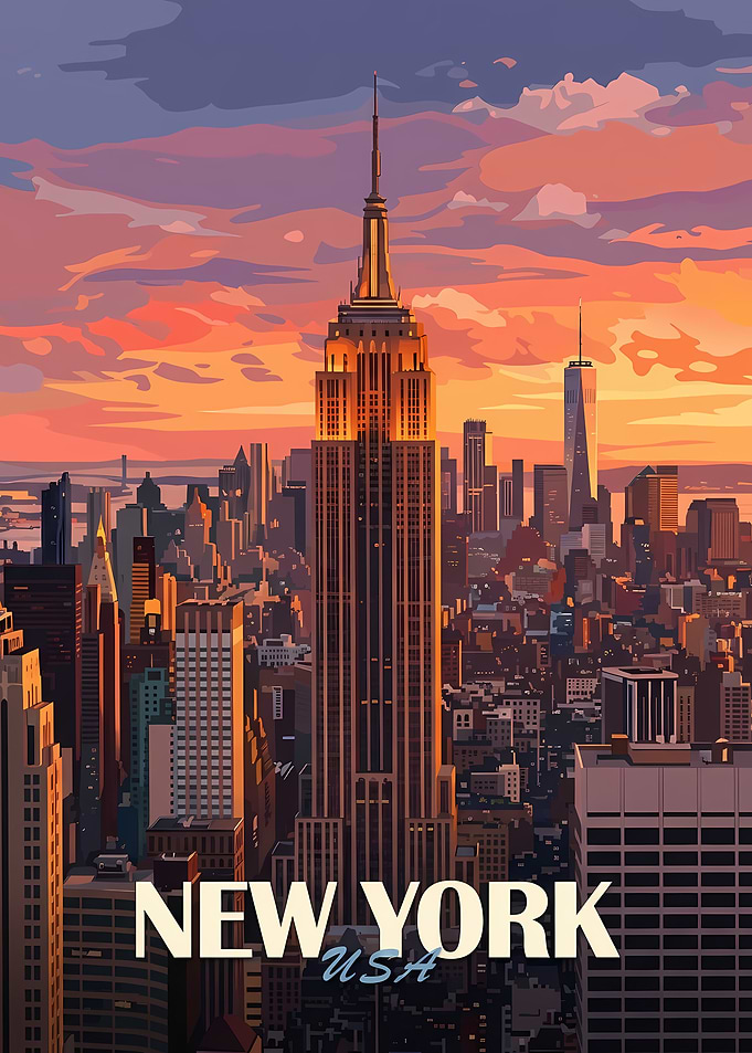 New York City Skyline at Sunset