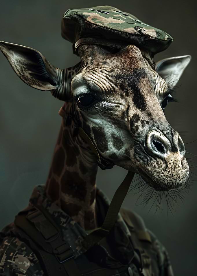Military Giraffe Portrait