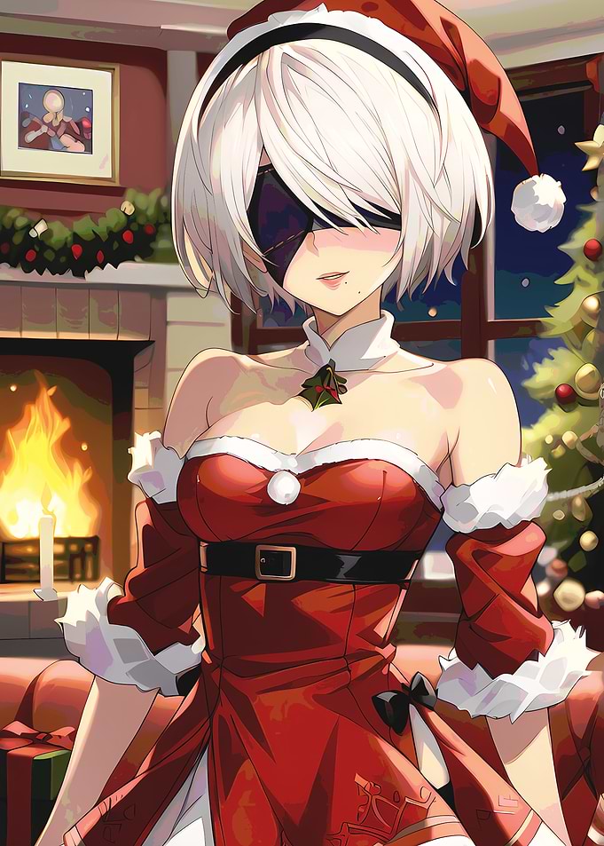 2B Christmas Anime Girl
