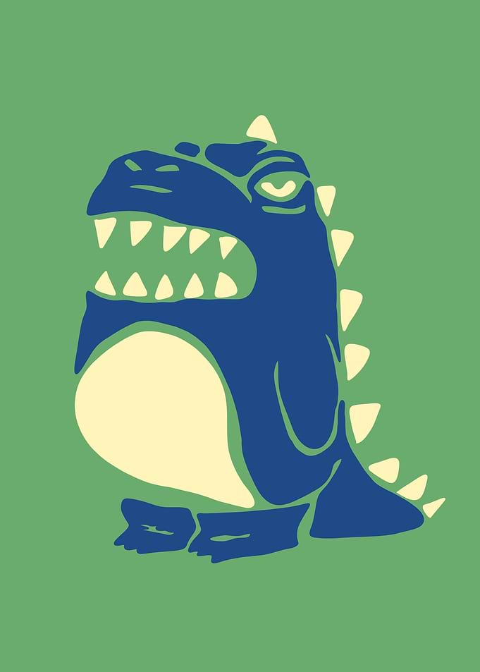 Cartoon Dinosaur Illustration on Green Background
