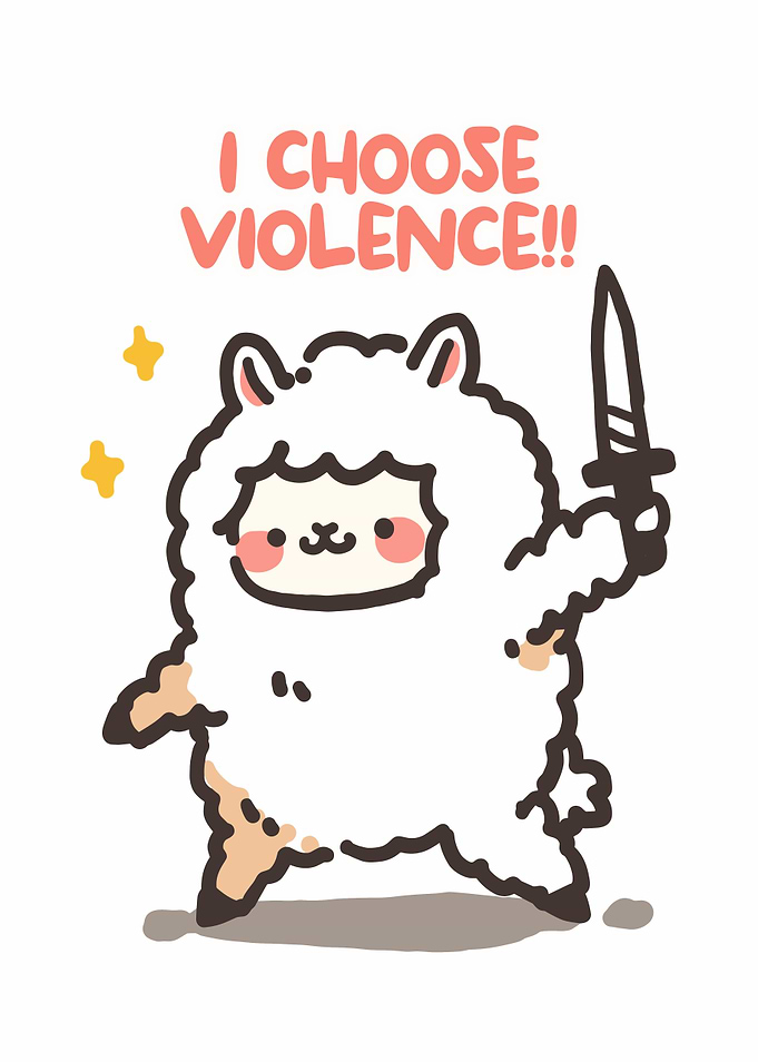 Cute Sheep with Knife: Choose Violence