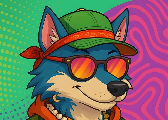 Cool Cartoon Wolf with Sunglasses