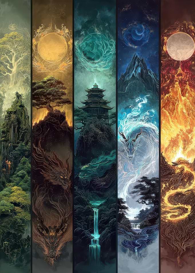 Elemental Dragons and Landscapes