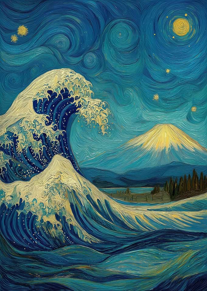 The Great Wave Van Gogh Style