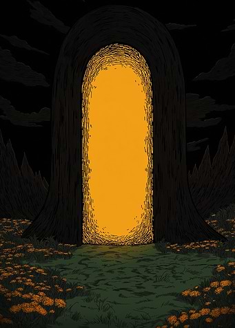 Mystical Portal in Dark Forest