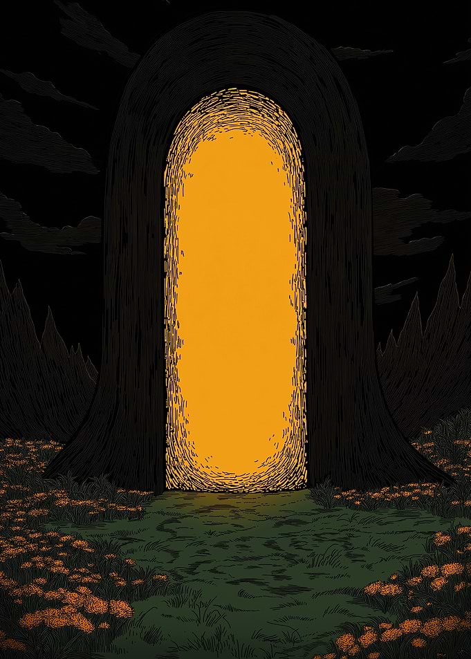 Mystical Portal in Dark Forest