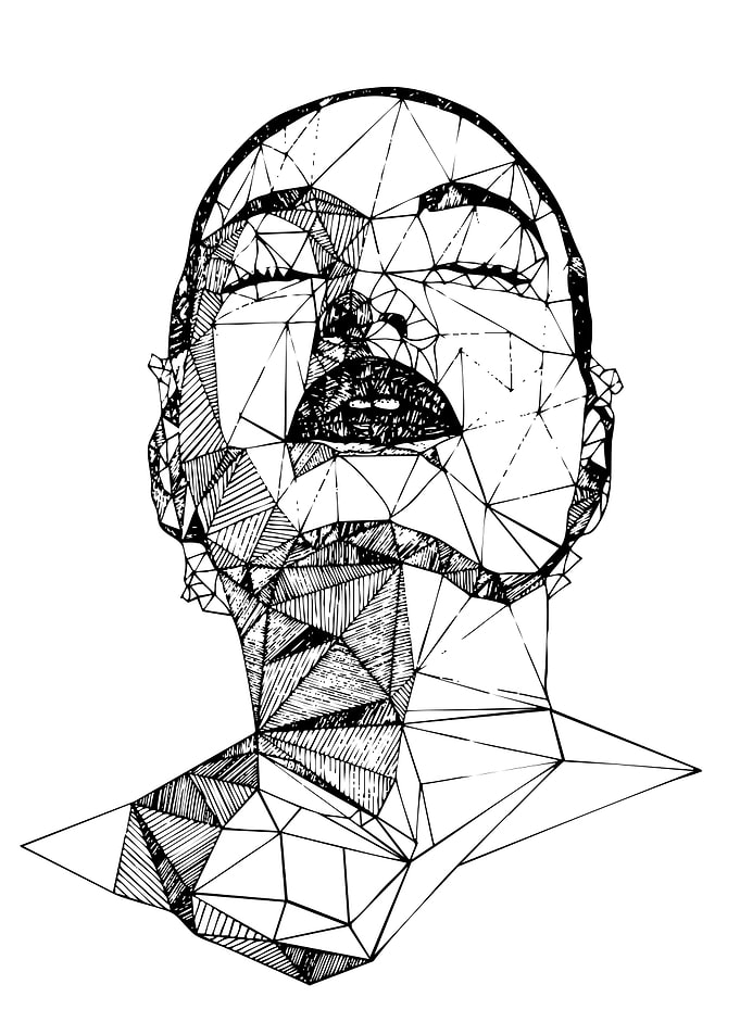 Geometric Face Black and White Art
