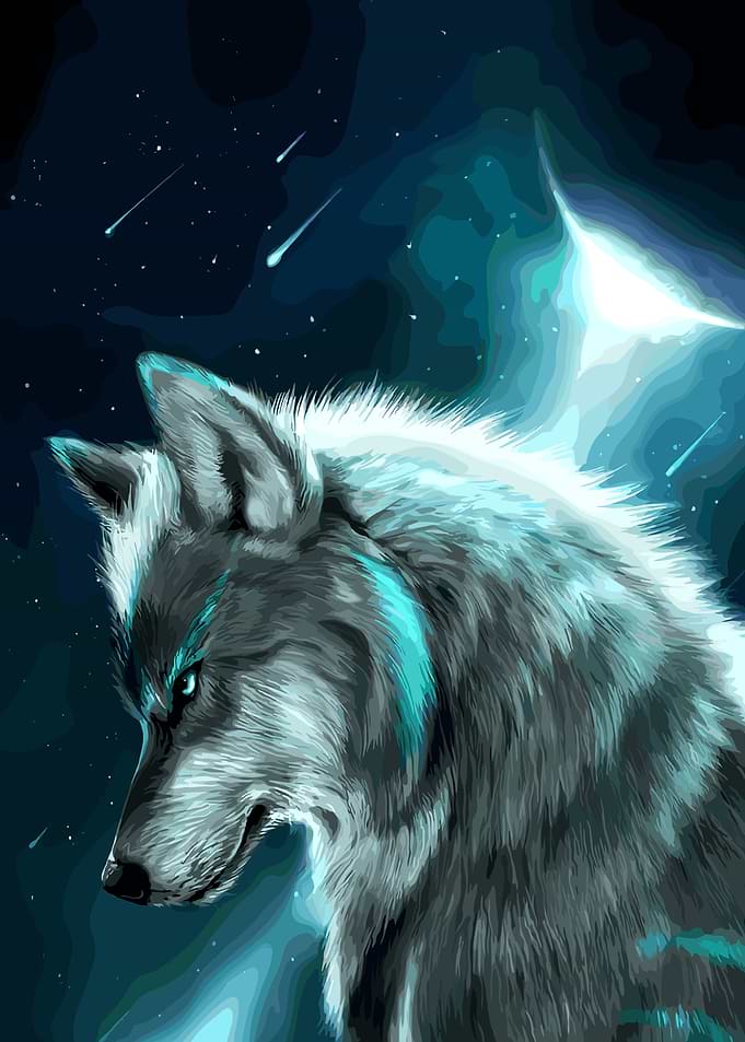 Wolf in the Night Sky
