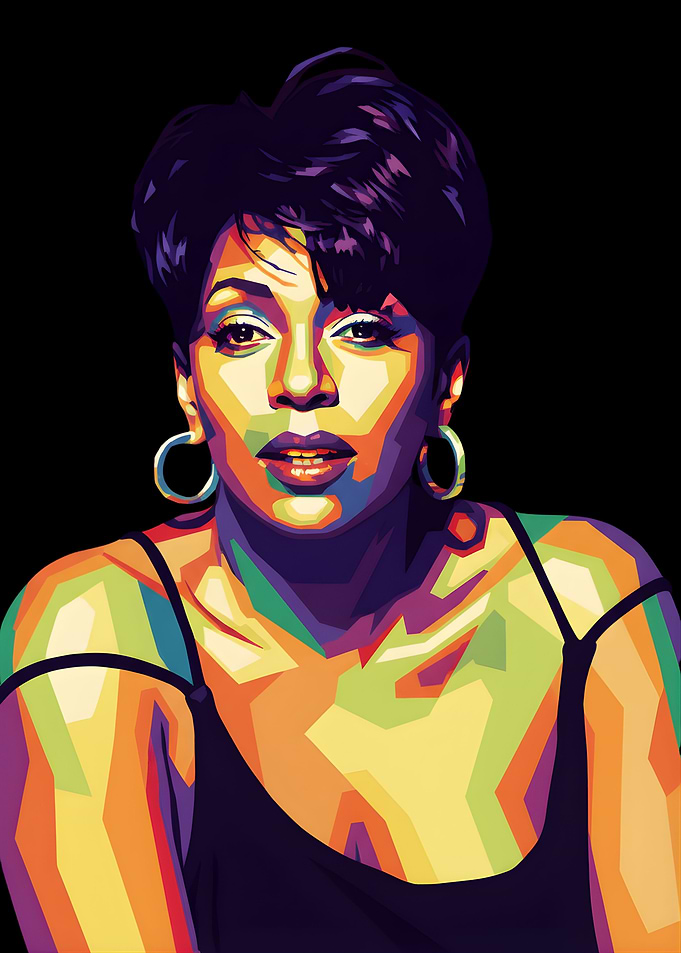Colorful Portrait of Woman with Earrings