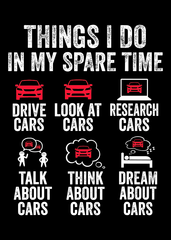 Things I Do in My Spare Time Car Poster, Funny Car Lover Wall Art, Automotive Humor Print