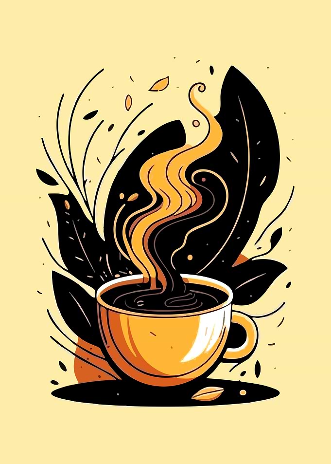 Stylized Coffee Cup with Rising Steam