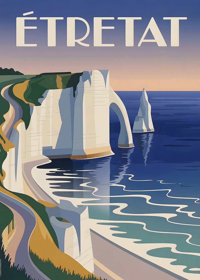 Étretat, France Travel Poster