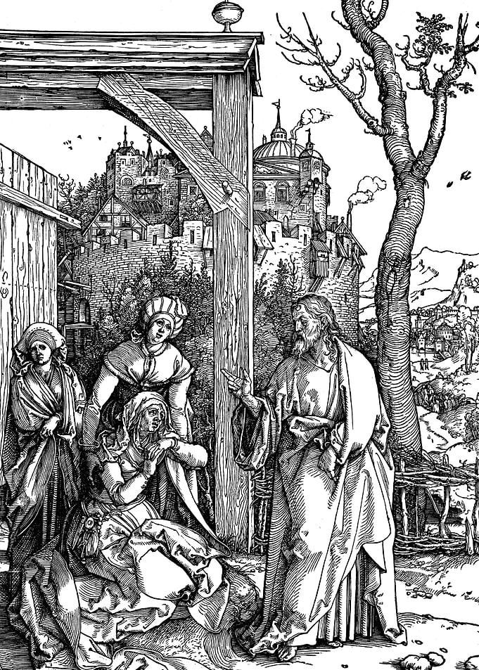 Christ Taking Leave of his Mother Albrecht Durer Engraving