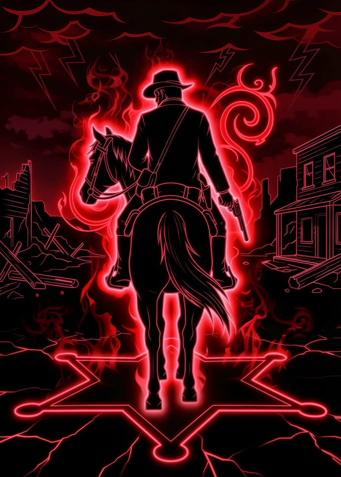 Neon Cowboy on Horseback