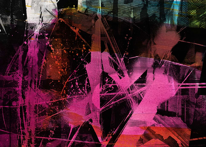 Abstract Pink and Black Landscape