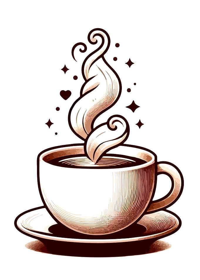 Stylized Coffee Cup with Rising Steam