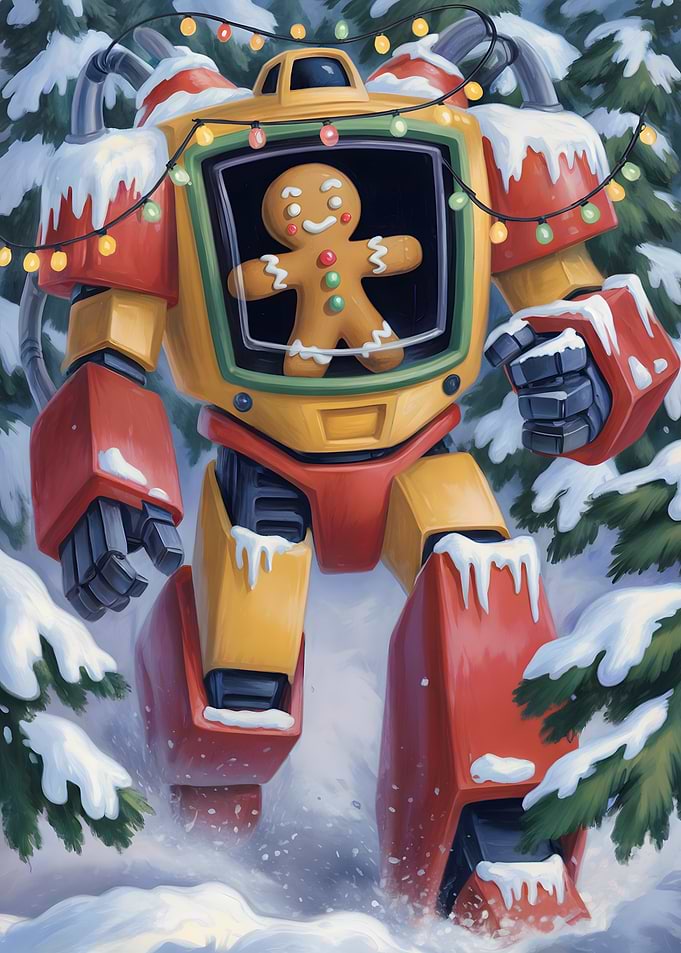 Christmas Robot with Gingerbread Man