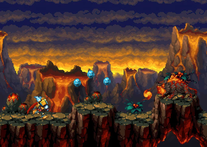 Pixel Art Lava World Game Scene