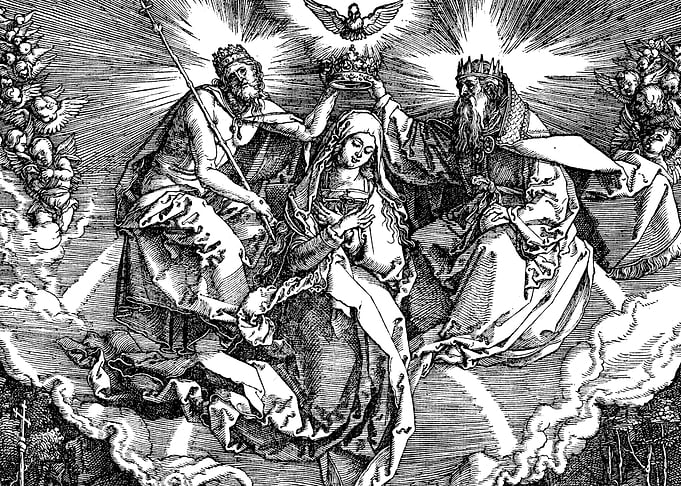 Assumption and Coronation of the Virgin Mary Albrecht Durer Engraving