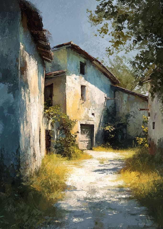 Italian Village Street Painting