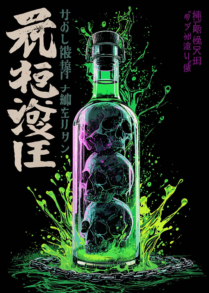 Skulls in a Bottle Paint Splatter